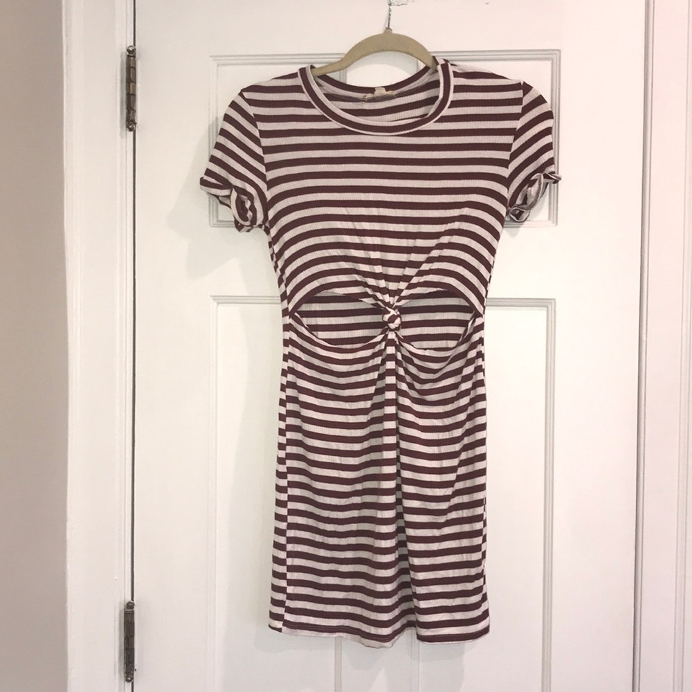 LA Hearts Striped cut-out dress